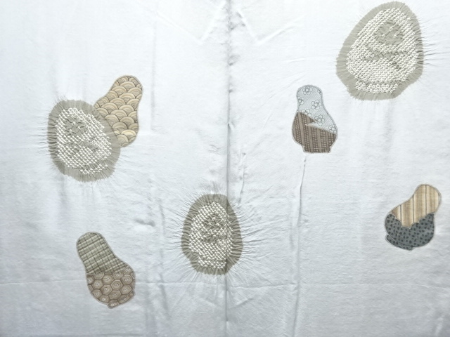 JAPANESE KIMONO / ANTIQUE MENS HAORI / SILK / HIGE TSUMUGI / SHIBORI / FIGURINES (lining)